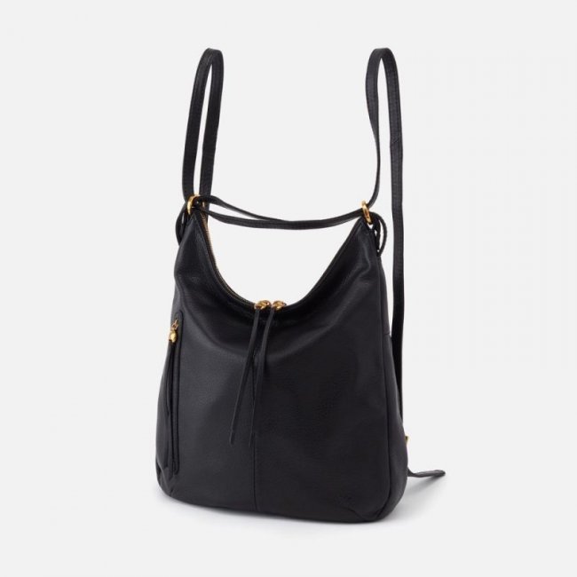 Hobo Women's Merrin Convertible Backpack in Pebbled Leather - Black | New Arrivals