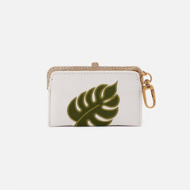 Hobo Women's Lauren Card Case Charm in Pebbled Leather - White | New Arrivals