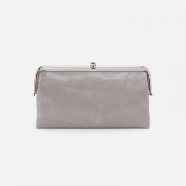 Hobo Women's Lauren Clutch-Wallet in Polished Leather - Light Grey | New Arrivals