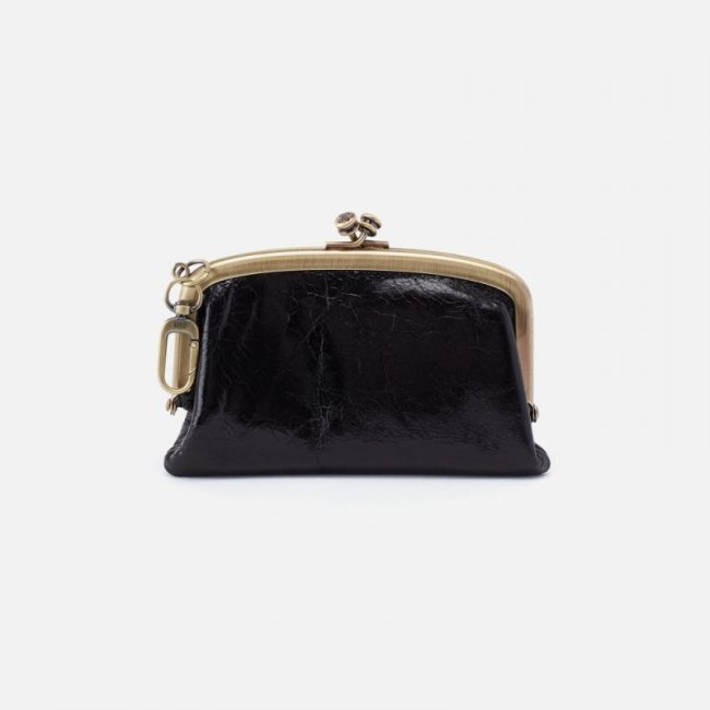 Hobo Women's Cheer Frame Pouch in Polished Leather - Black | New Arrivals