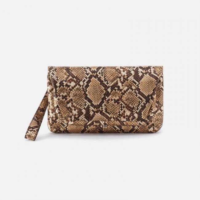 Hobo Women's Lauren Wristlet in Printed Leather - Golden Snake | New Arrivals