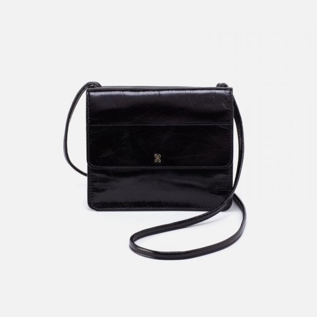 Hobo Women's Jill Wallet Crossbody in Polished Leather - Black | New Arrivals