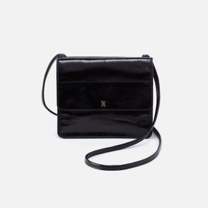 Hobo Women's Jill Wallet Crossbody in Polished Leather - Black | New Arrivals