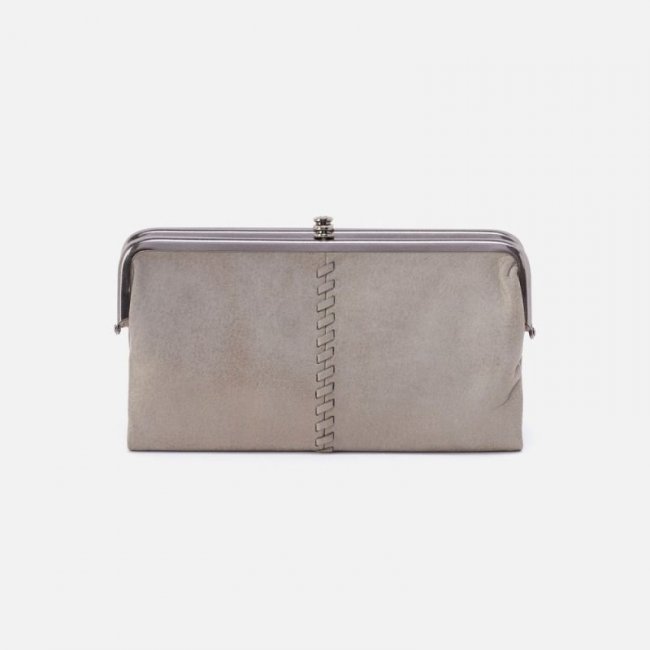 Hobo Women's Lauren Clutch-Wallet in Metallic Leather - Granite Grey | New Arrivals