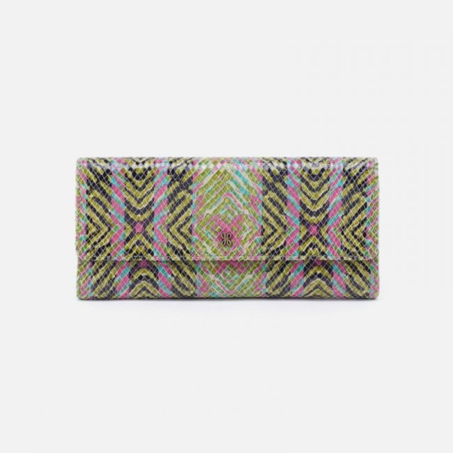 Hobo Women's Jill Large Trifold Wallet in Printed Leather - Geo Diamond Print | New Arrivals