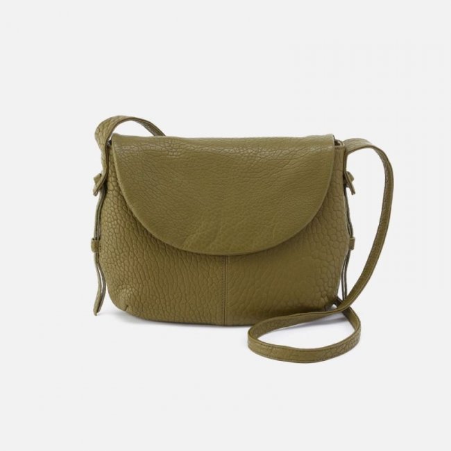 Hobo Women's Bonita Messenger Crossbody in Bubble Pebbled Leather - Green | New Arrivals