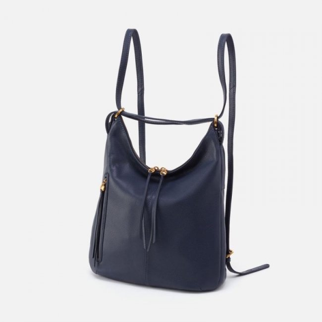 Hobo Women's Merrin Convertible Backpack in Pebbled Leather - Sapphire | New Arrivals