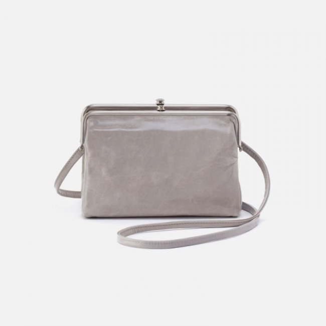 Hobo Women's Lauren Crossbody in Polished Leather - Light Grey | New Arrivals