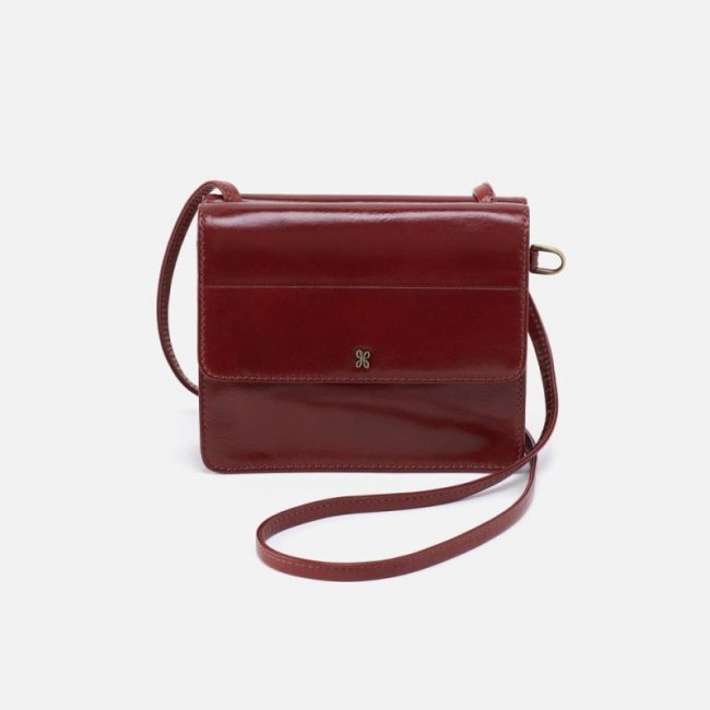 Hobo Women's Jill Wallet Crossbody in Polished Leather - Henna | New Arrivals