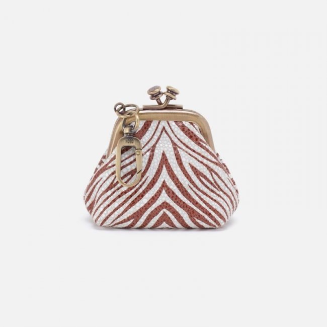 Hobo Women's Run Frame Pouch in Printed Leather - Ginger Zebra | New Arrivals