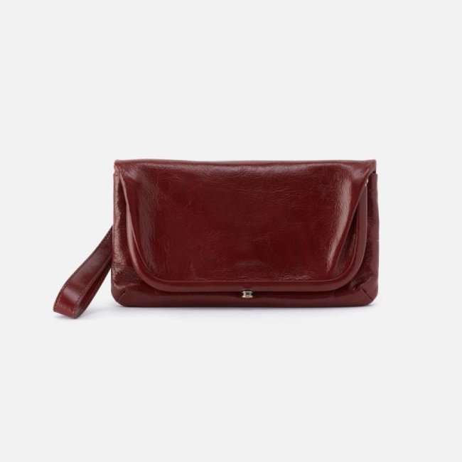 Hobo Women's Lauren Wristlet in Polished Leather - Henna | New Arrivals