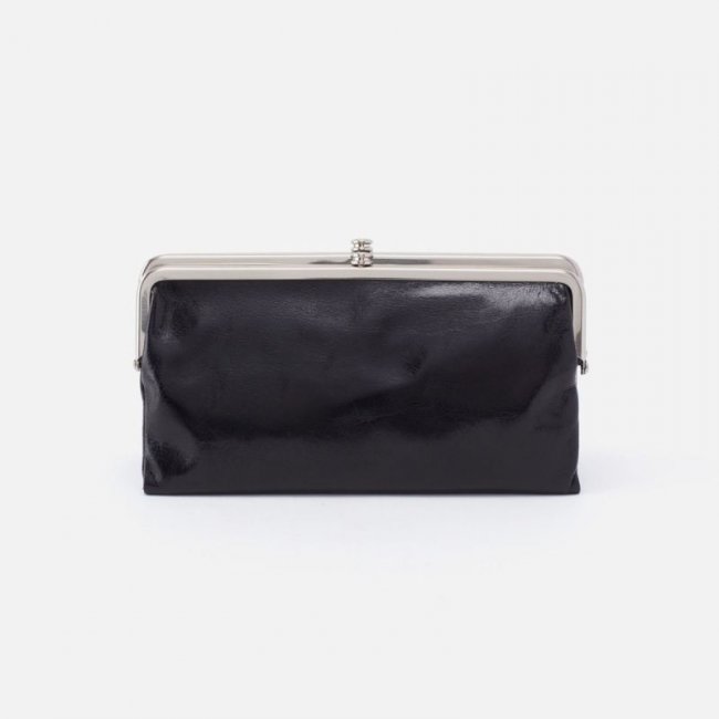 Hobo Women's Lauren Clutch-Wallet in Polished Leather - Black | New Arrivals