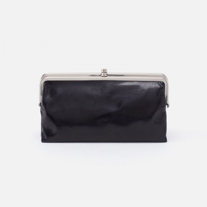 Hobo Women's Lauren Clutch-Wallet in Polished Leather - Black | New Arrivals