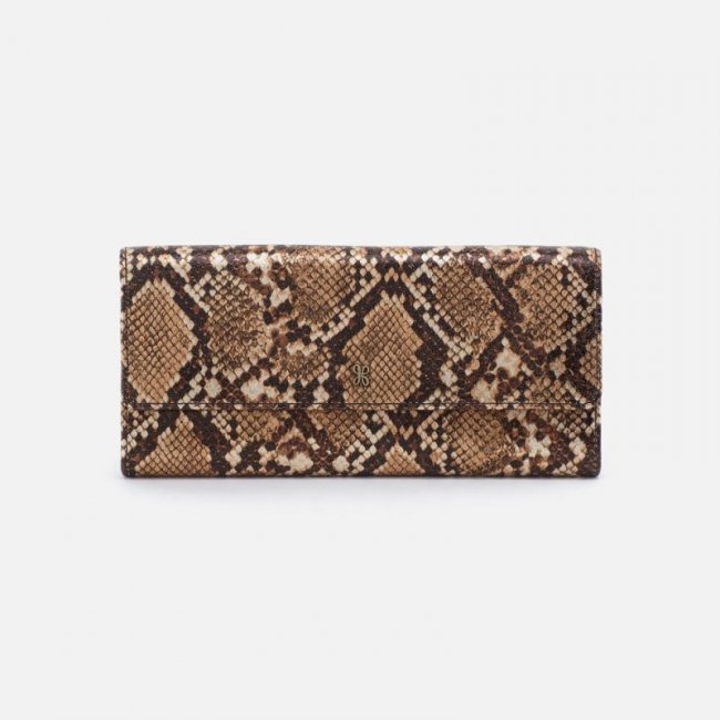 Hobo Women's Jill Large Trifold Wallet in Printed Leather - Golden Snake | New Arrivals