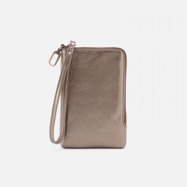 Hobo Women's Spark Wristlet in Pebbled Metallic Leather - Pewter | New Arrivals