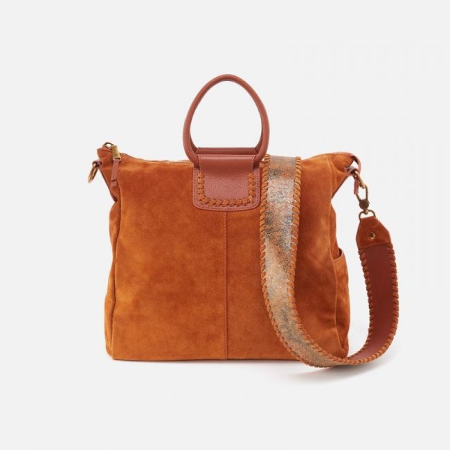 Hobo Women's Sheila Large Satchel in Suede With Whipstitch - Cognac | New Arrivals