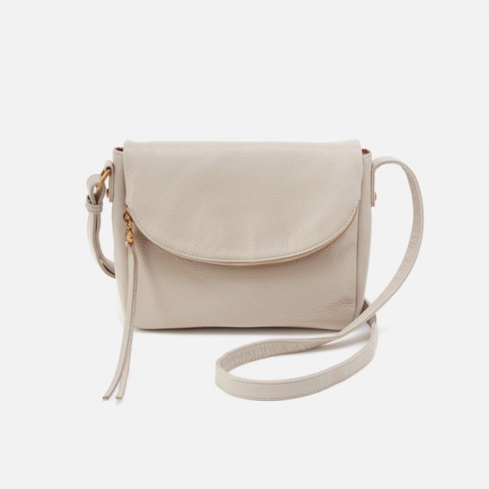 Hobo Women's Fern Messenger Crossbody in Pebbled Leather - Chalk | New Arrivals