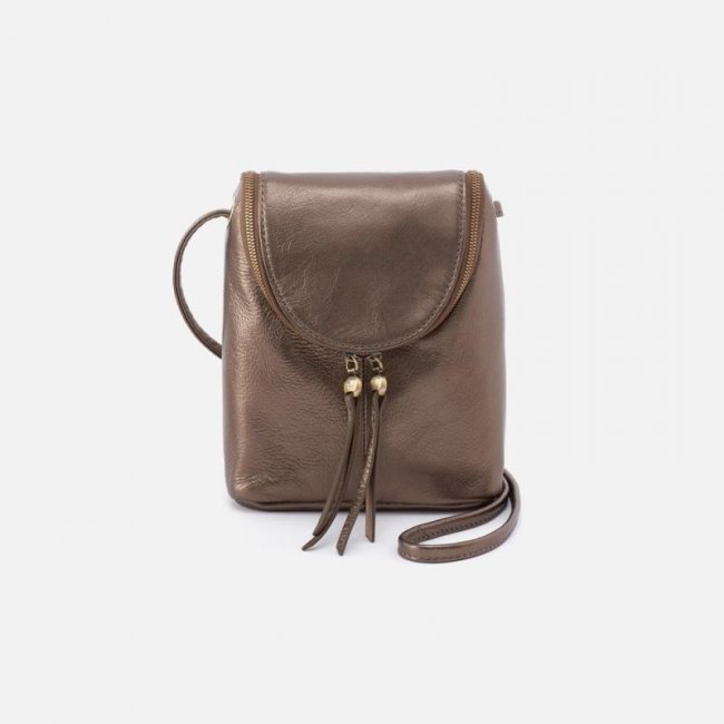 Hobo Women's Fern Crossbody in Pebbled Metallic Leather - Pewter | New Arrivals