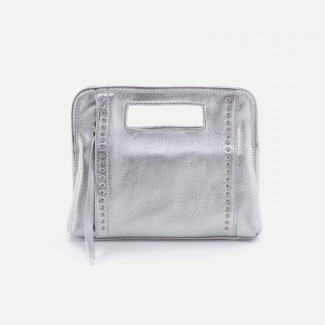 Hobo Women's Ace Clutch in Metallic Leather - Argento | New Arrivals