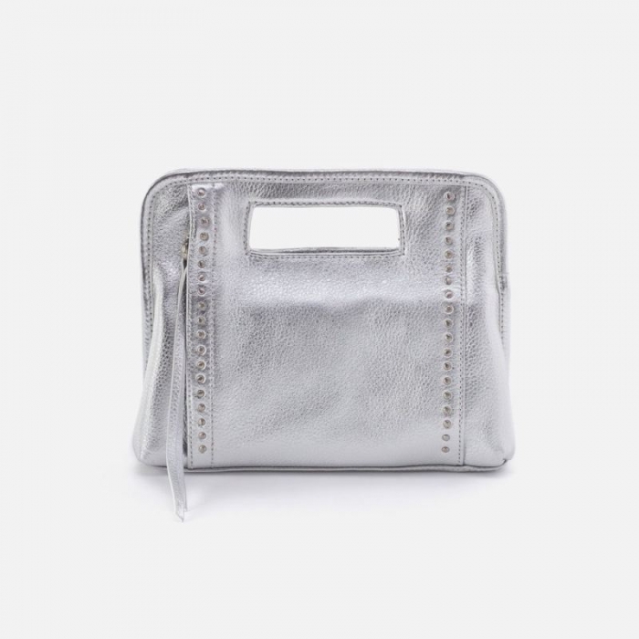 Hobo Women's Ace Clutch in Metallic Leather - Argento | New Arrivals