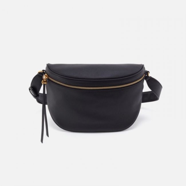 Hobo Women's Juno Belt Bag in Silk Napa Leather - Black | New Arrivals