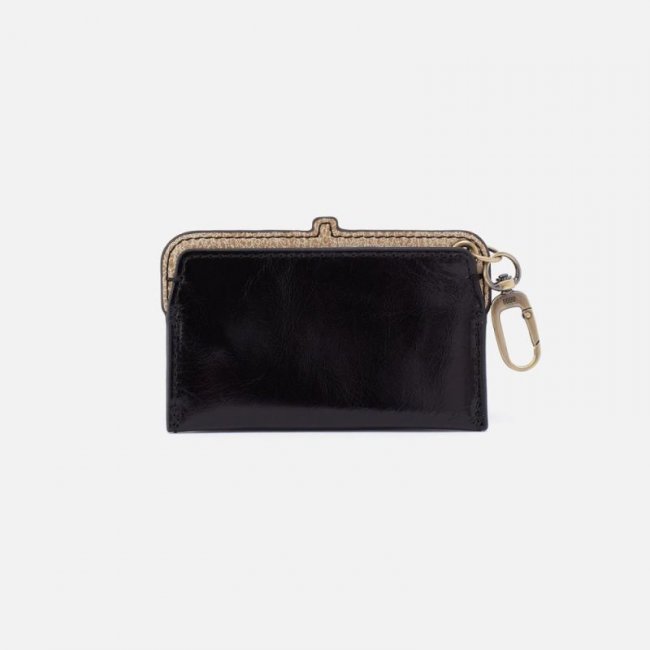 Hobo Women's Lauren Card Case Charm in POLISHED LEATHER - Black | New Arrivals