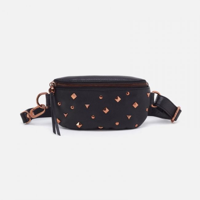 Hobo Women's Fern Belt Bag in Pebbled Leather - Studded Black | New Arrivals