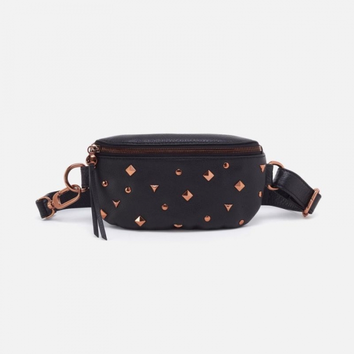 Hobo Women's Fern Belt Bag in Pebbled Leather - Studded Black | New Arrivals