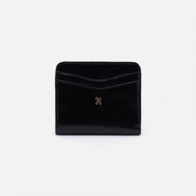 Hobo Women's Max Mini Bifold Compact Wallet in Polished Leather - Black | New Arrivals