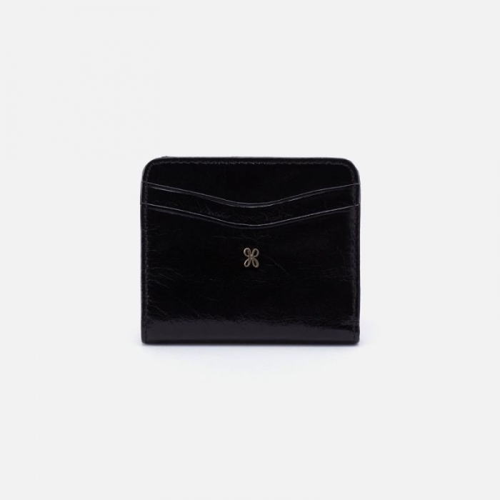 Hobo Women's Max Mini Bifold Compact Wallet in Polished Leather - Black | New Arrivals