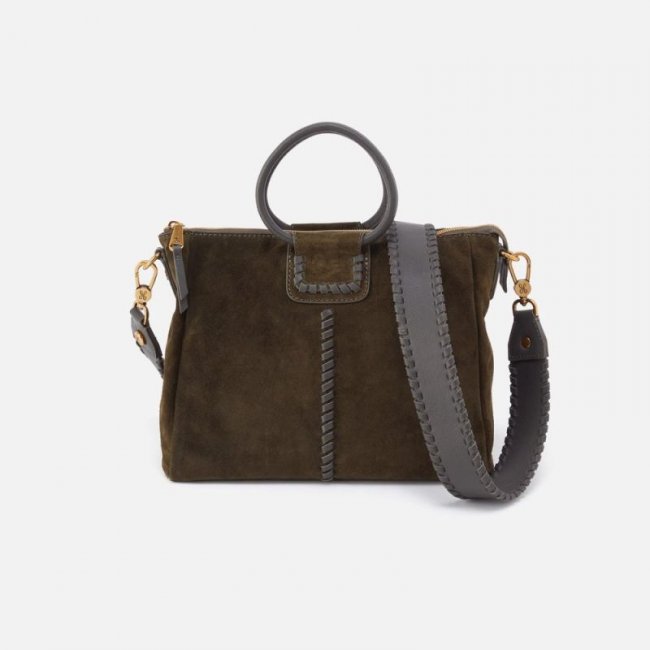 Hobo Women's Sheila Medium Satchel in Suede With Whipstitch - Herb | New Arrivals