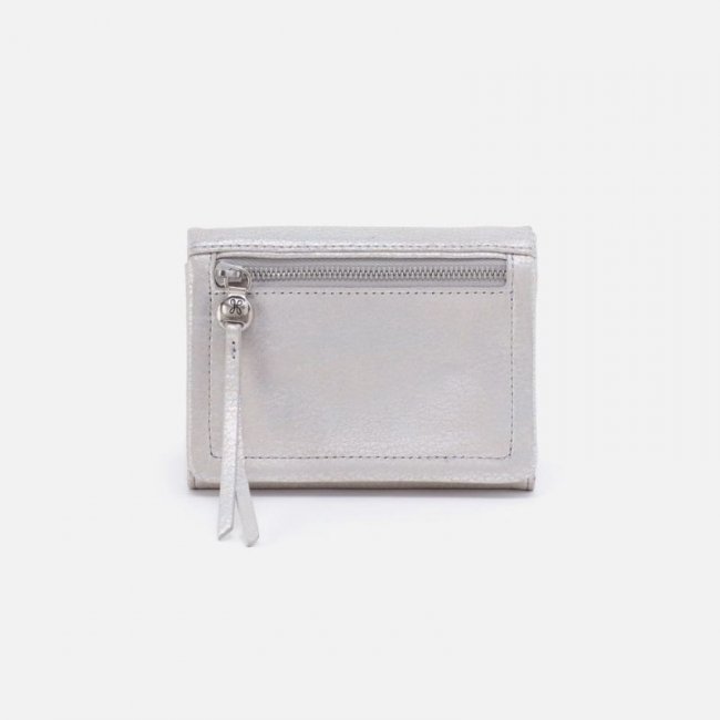 Hobo Women's Lumen Medium Bifold Compact Wallet in Metallic Leather - Silver | New Arrivals