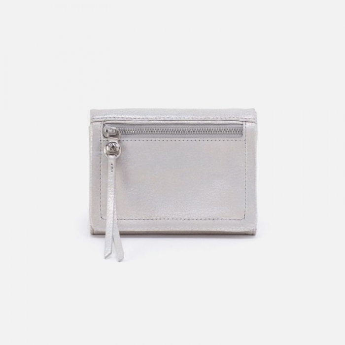 Hobo Women's Lumen Medium Bifold Compact Wallet in Metallic Leather - Silver | New Arrivals