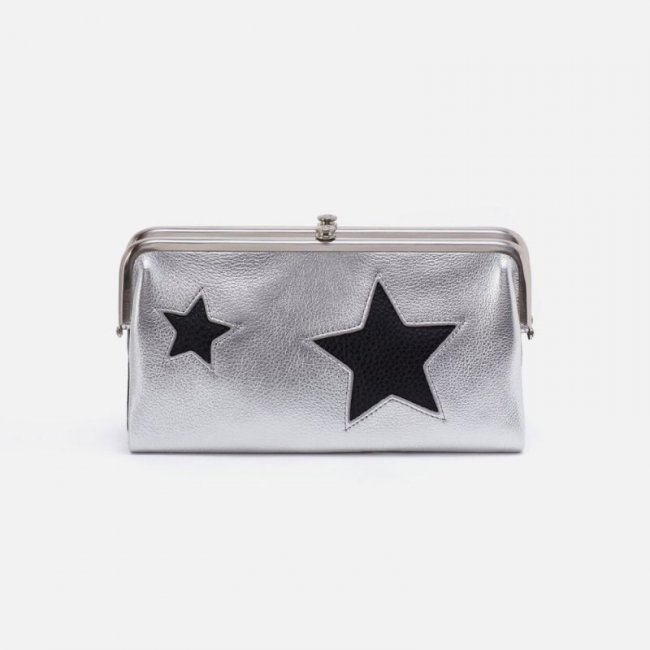 Hobo Women's Lauren Clutch-Wallet in Metallic Leather - Argento | New Arrivals