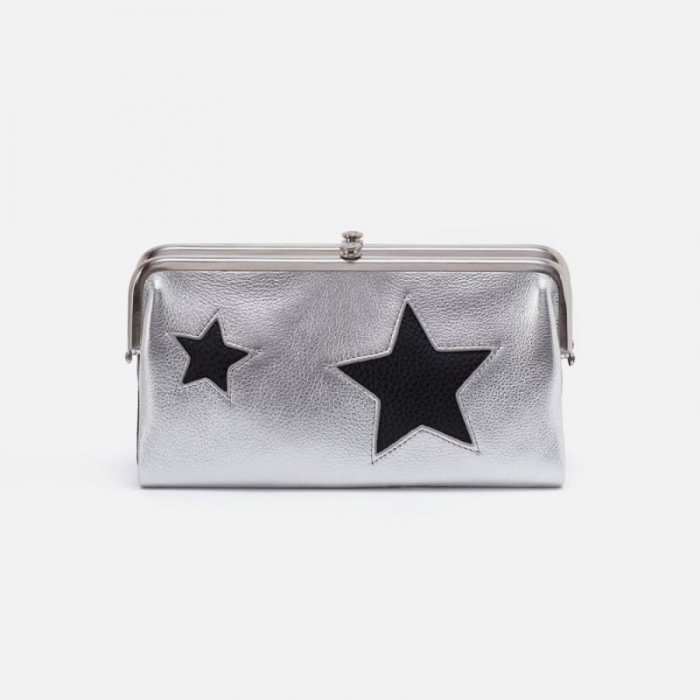 Hobo Women's Lauren Clutch-Wallet in Metallic Leather - Argento | New Arrivals