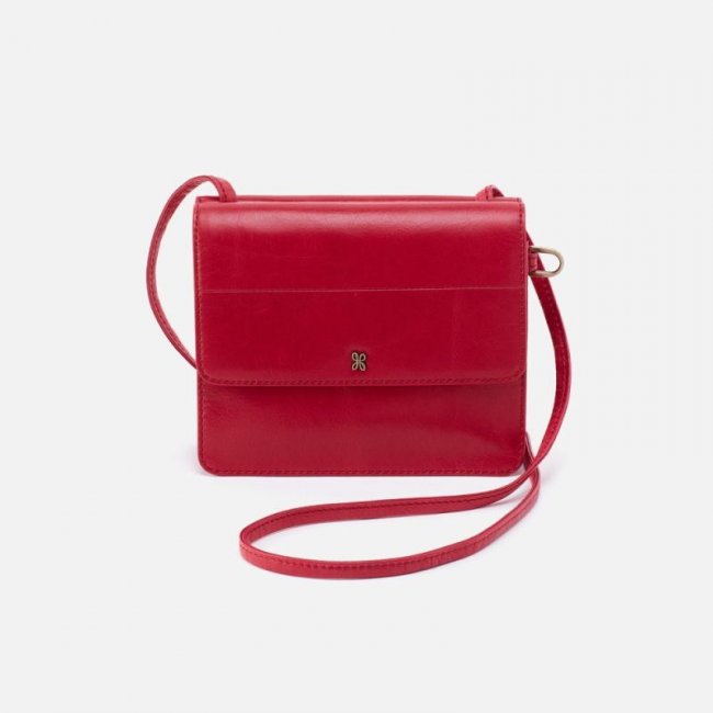 Hobo Women's Jill Wallet Crossbody in Polished Leather - Claret | New Arrivals