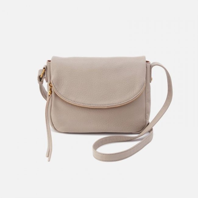 Hobo Women's Fern Messenger Crossbody in Pebbled Leather - Taupe | New Arrivals