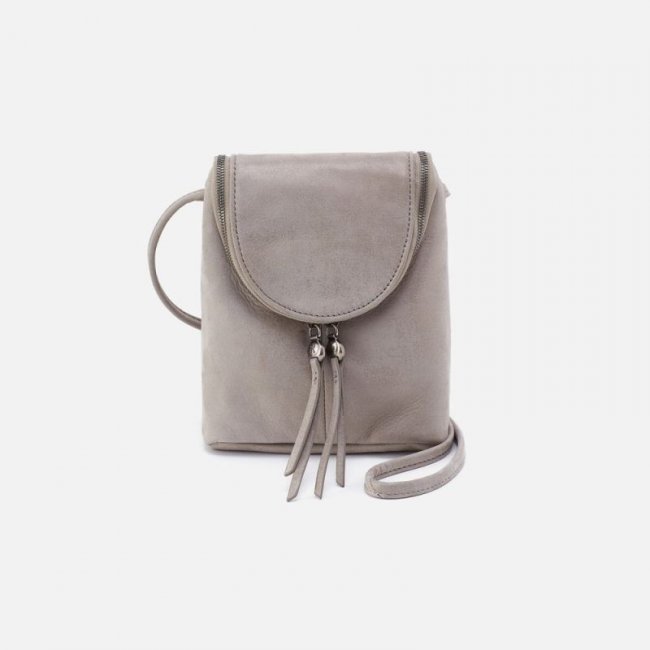 Hobo Women's Fern Crossbody in Metallic Leather - Granite Grey | New Arrivals