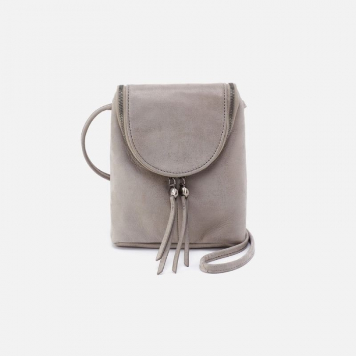 Hobo Women's Fern Crossbody in Metallic Leather - Granite Grey | New Arrivals