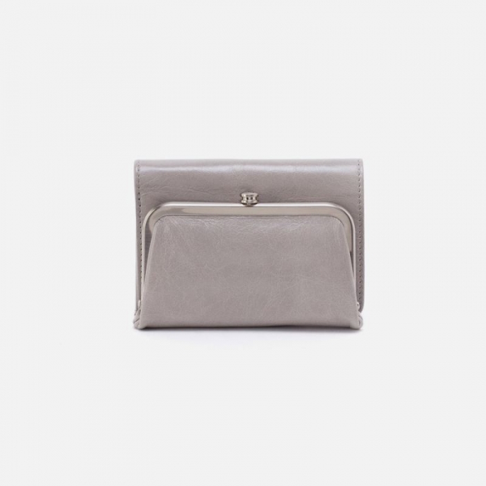 Hobo Women's Robin Compact Wallet in Polished Leather - Light Grey | New Arrivals