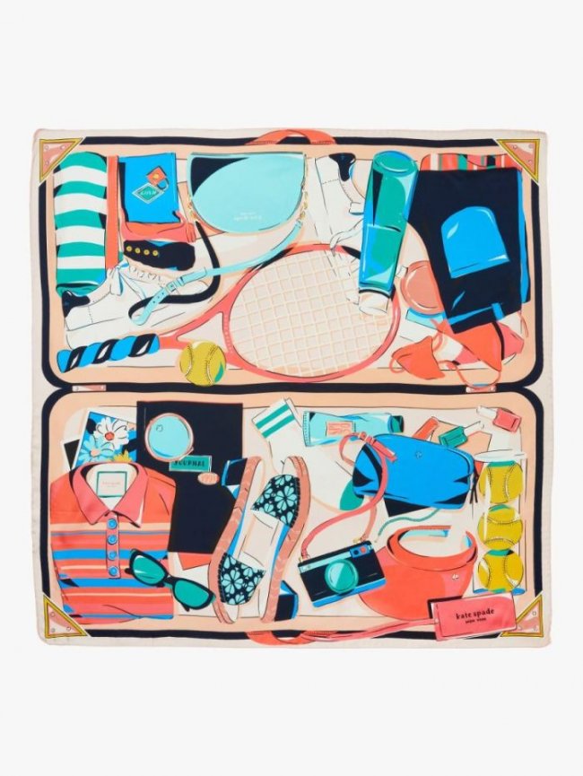 Kate Spade Women's 992 Multi (Febraury) Weekend Getaway Silk Square Scarf | Canada