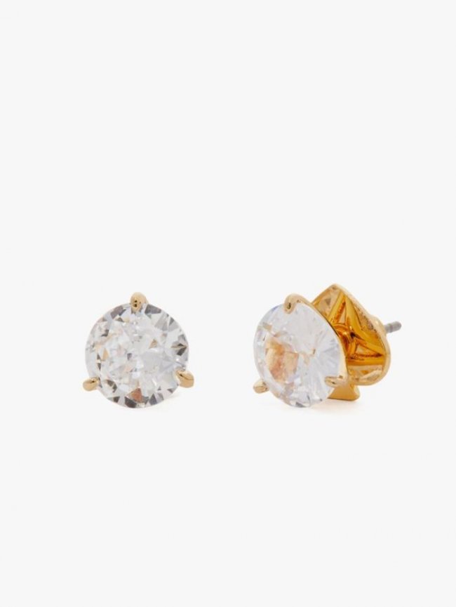 Kate Spade Women's Clear/Gold Brilliant Statements Tri-Prong Studs | Canada