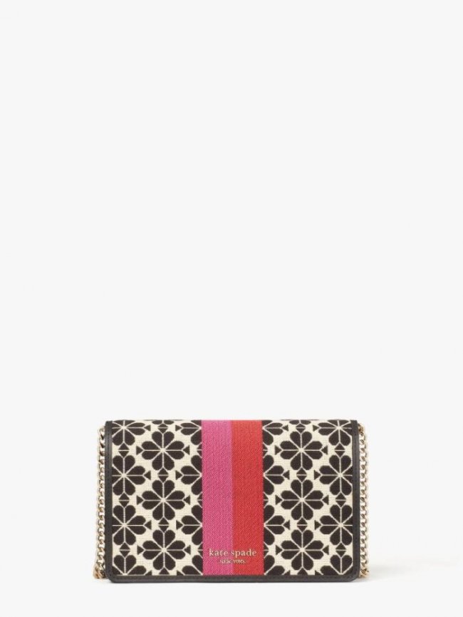Kate Spade Women's Cream Multi Spade Flower Jacquard Stripe Chain Wallet | Canada
