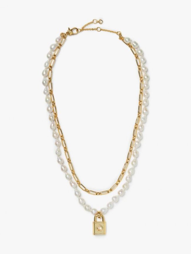 Kate Spade Women's Cream Multi Lock And Spade Pearl Statement Necklace | Canada