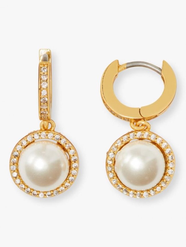 Kate Spade Women's Cream/Gold Something Sparkly Spade Huggies | Canada