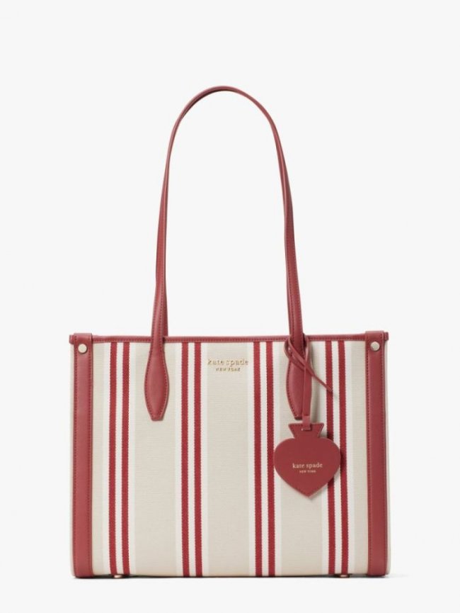 Kate Spade Women's Blazer Blue Multi Market Striped Canvas Medium Tote | Canada New Arrivals