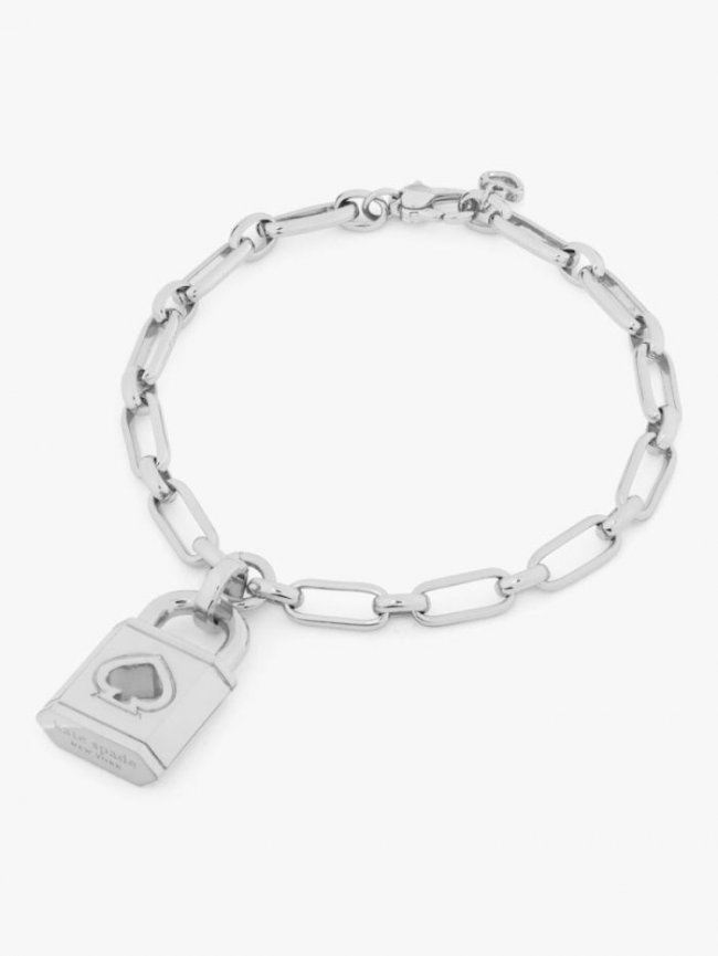 Kate Spade Women's Silver Lock And Spade Charm Bracelet | Canada