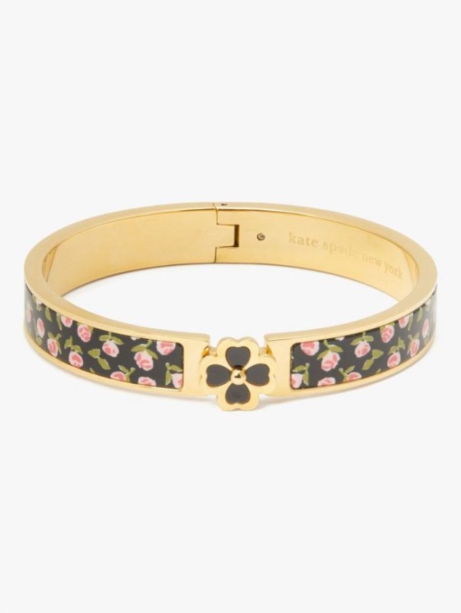 Kate Spade Women's Black Ditsy Rose Heritage Spade Flower Hinged Bangle | Canada
