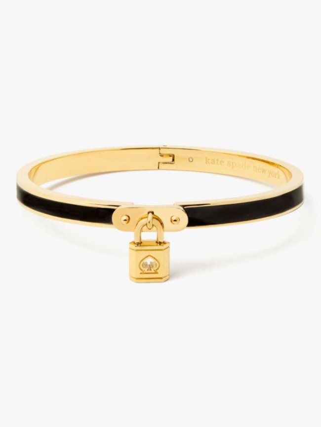 Kate Spade Women's Black Lock And Spade Charm Bangle | Canada