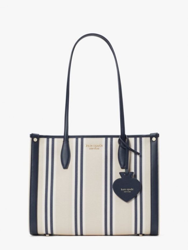 Kate Spade Women's Blazer Blue Multi Market Striped Canvas Medium Tote | Canada